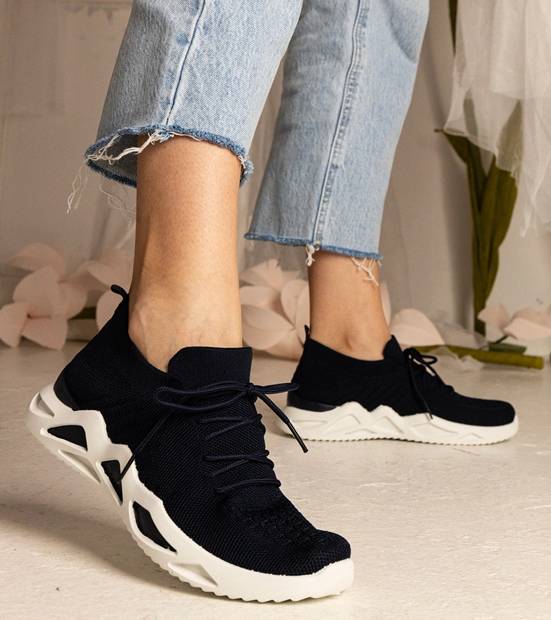 Gemre Sneakersuri albastre pentru femei cu guler tip șosetă Miyana