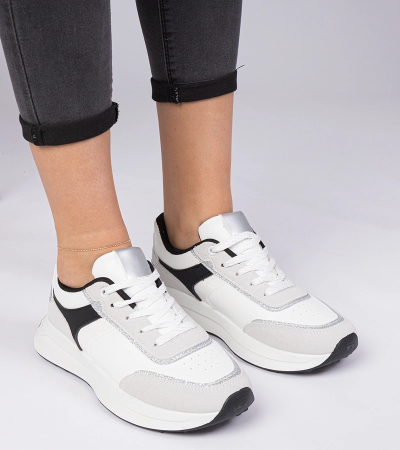 Gemre Adidași albi de damă cu sclipici Markuta