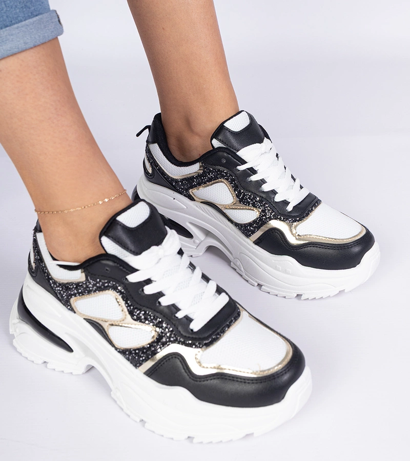 Gemre Adidași negri de damă decorați cu sclipici Sandoria