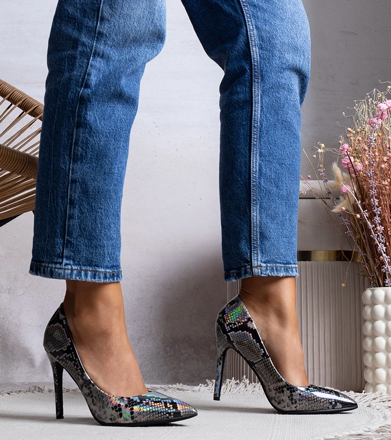 Gemre Pantofi stiletto Ella lăcuiți argintiu