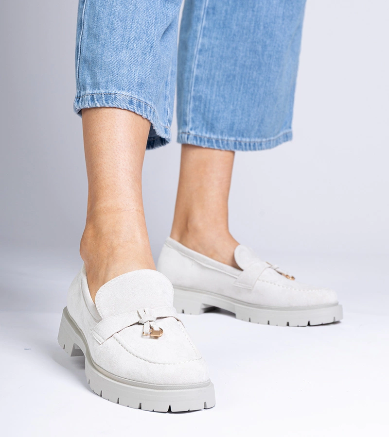 Gemre Pantofi eleganți gri din piele ecologică cu ornament Marsella