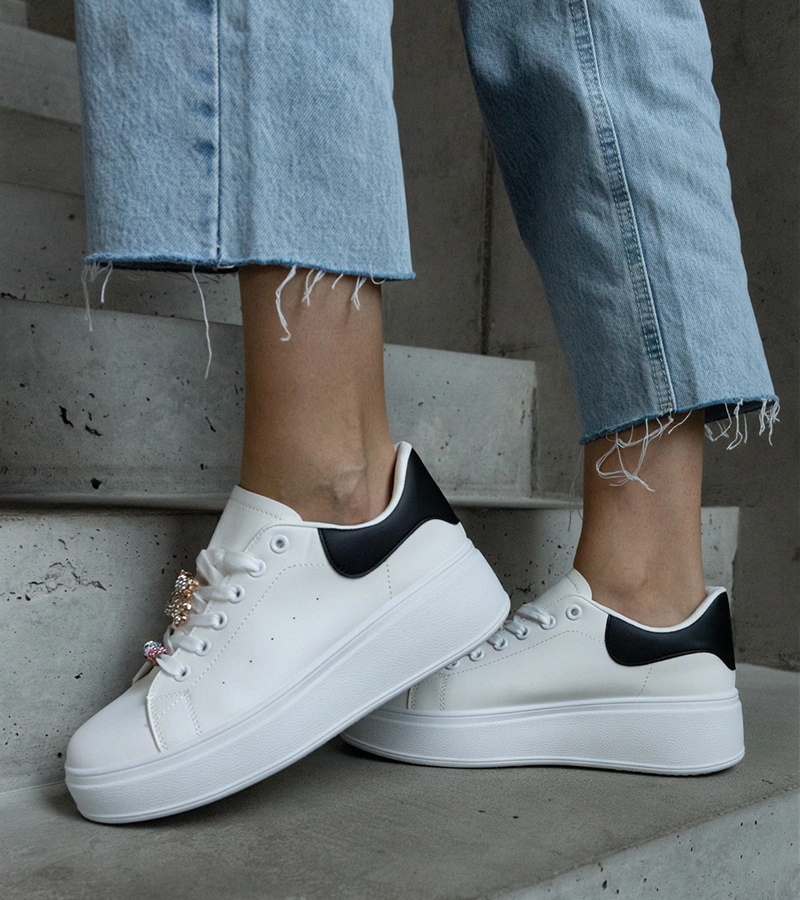 Gemre Adidași albi pe platformă decorați cu ursuleț Mavien