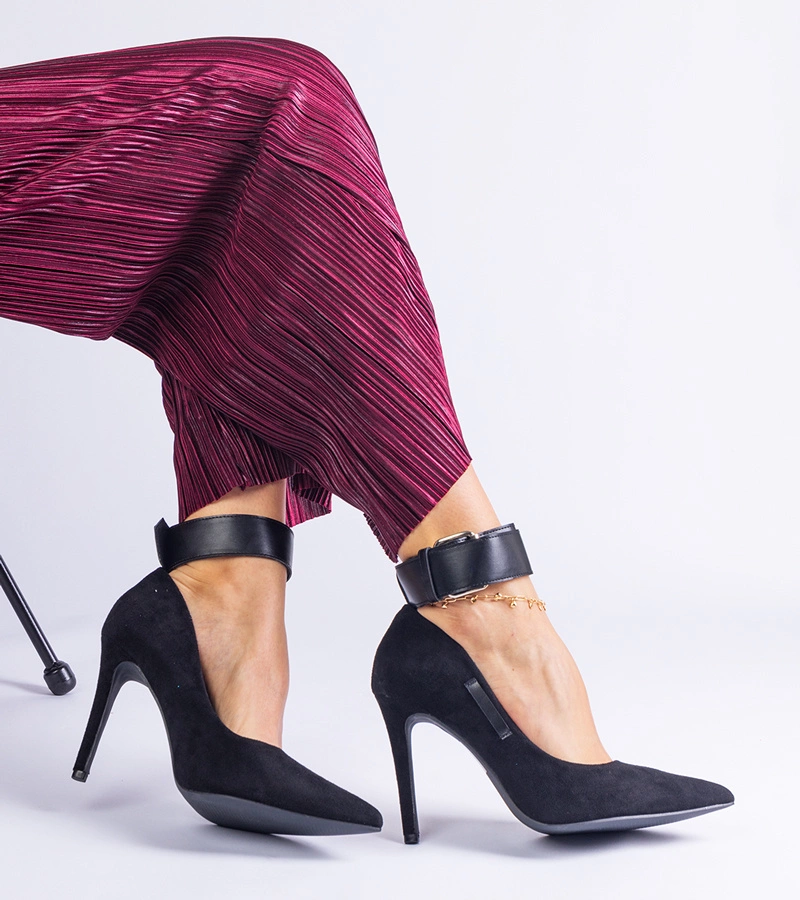 Gemre Pantofi stiletto negri din piele ecologică întoarsă Andressio