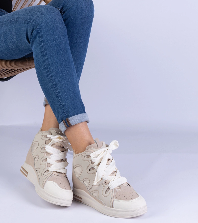 Gemre Adidași bej pentru femei cu șireturi groase Gralina