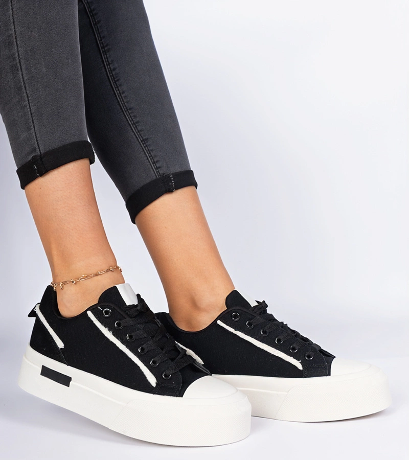 Gemre Tenisi negri de damă din material pe platformă Verinos