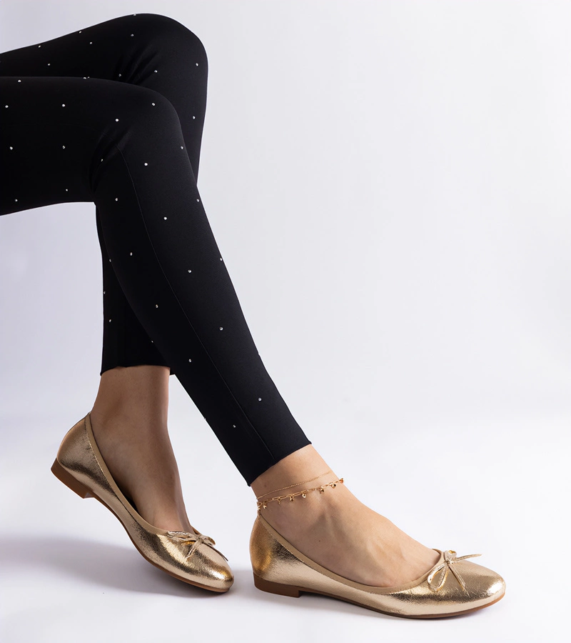 Gemre Balerini aurii decorați cu fundiță Yunka