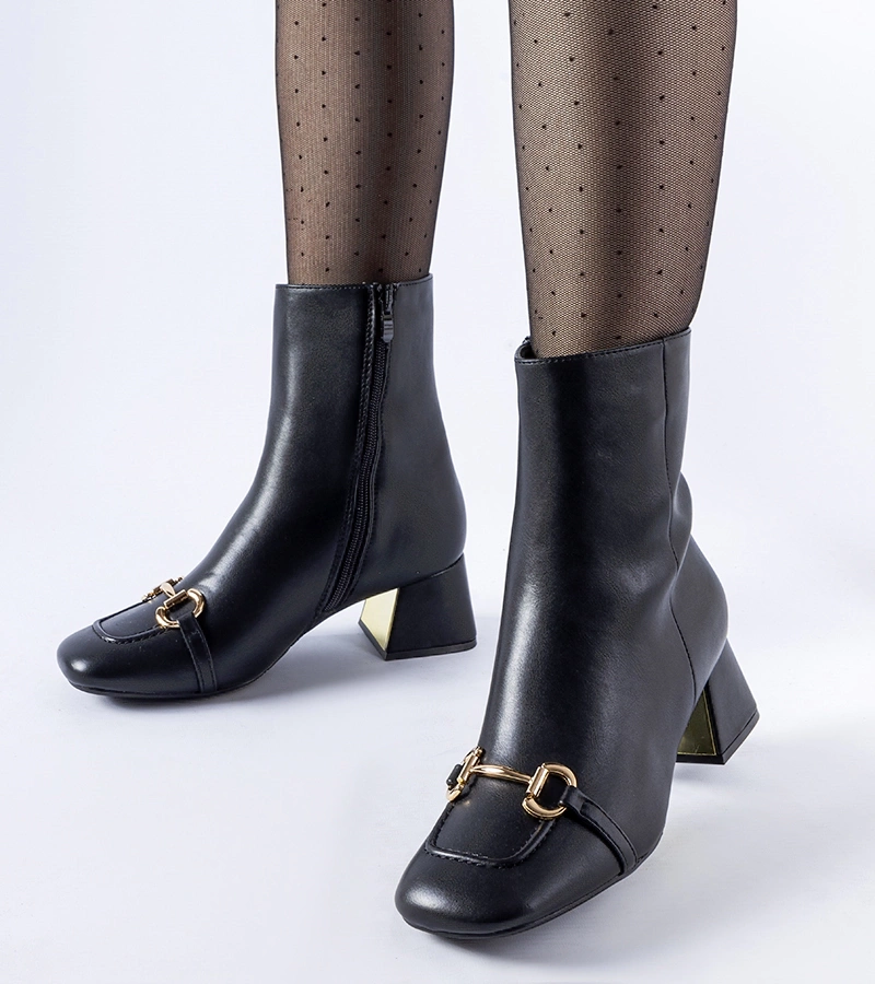 Gemre Botine negre cu toc Cheney