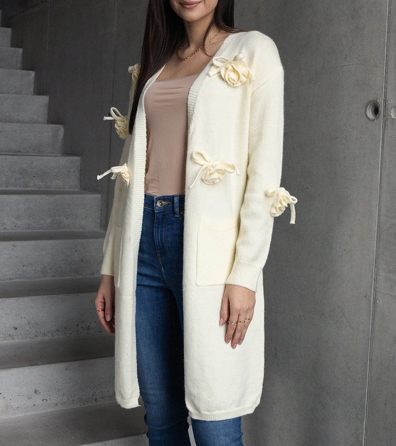 Gemre Cardigan lung alb Lira
