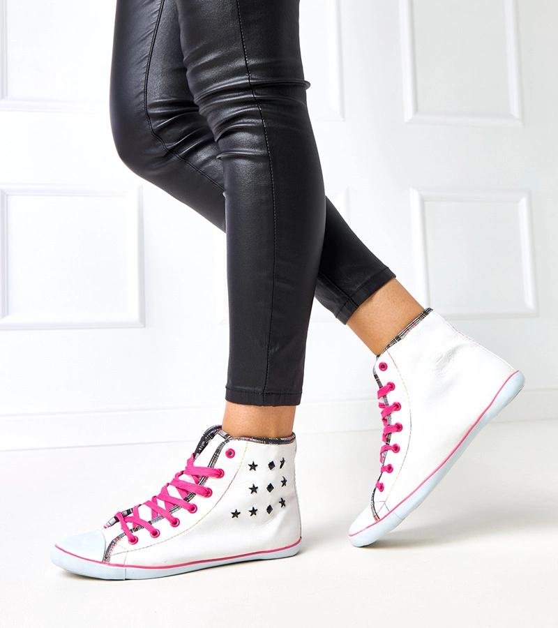 Gemre Adidași albi până la gleznă cu model geometric Kalert