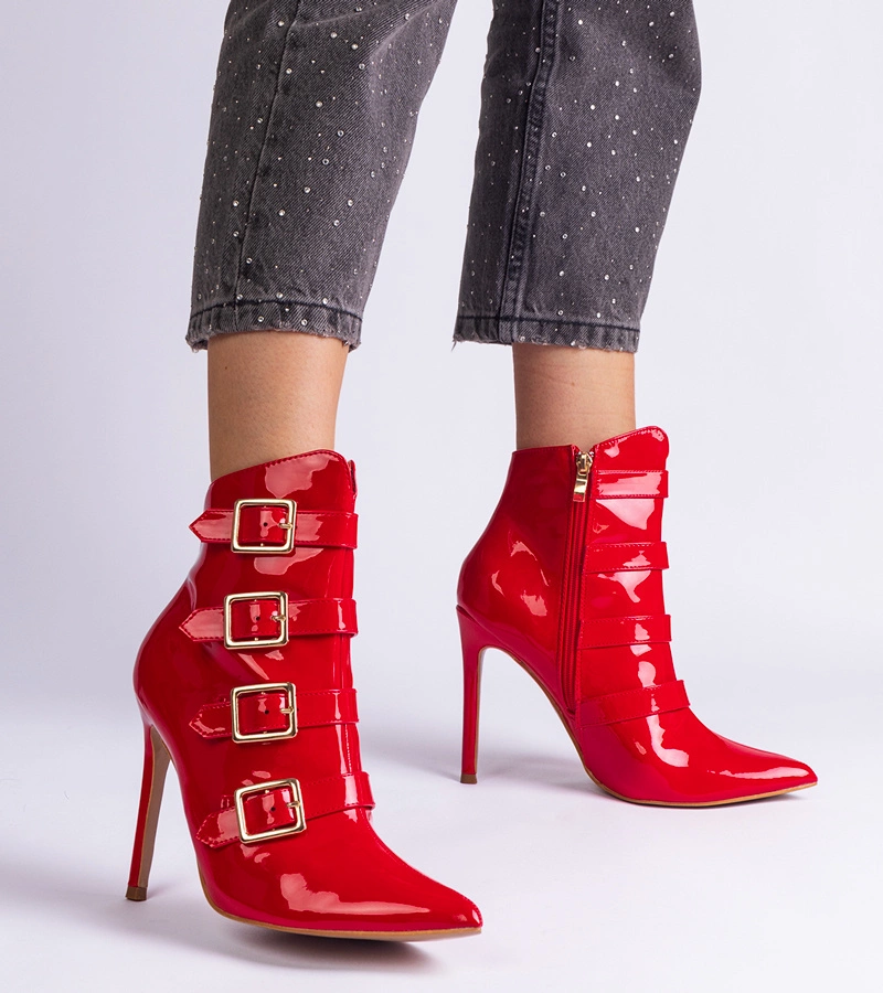 Gemre Red patent stiletto ankle boots Adriana