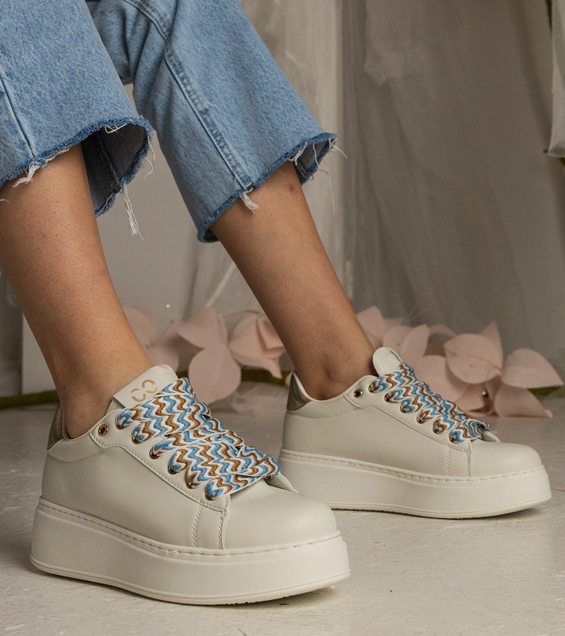 Gemre Adidași bej pentru femei cu șireturi masive Kessa