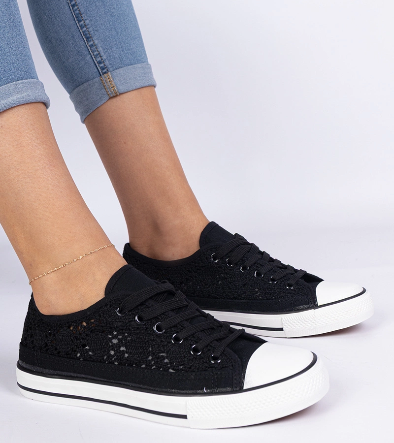 Gemre Pantofi sport negri de damă perforați Saha