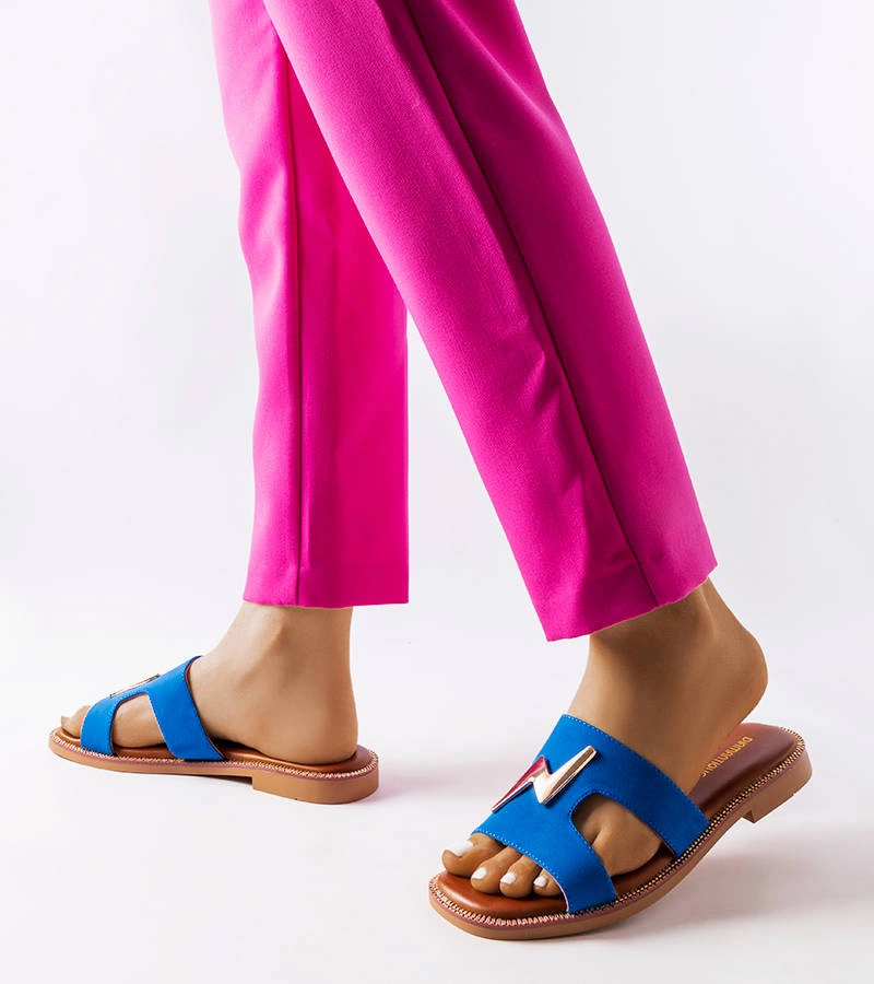 Gemre Leyra Blue Flat Sandals