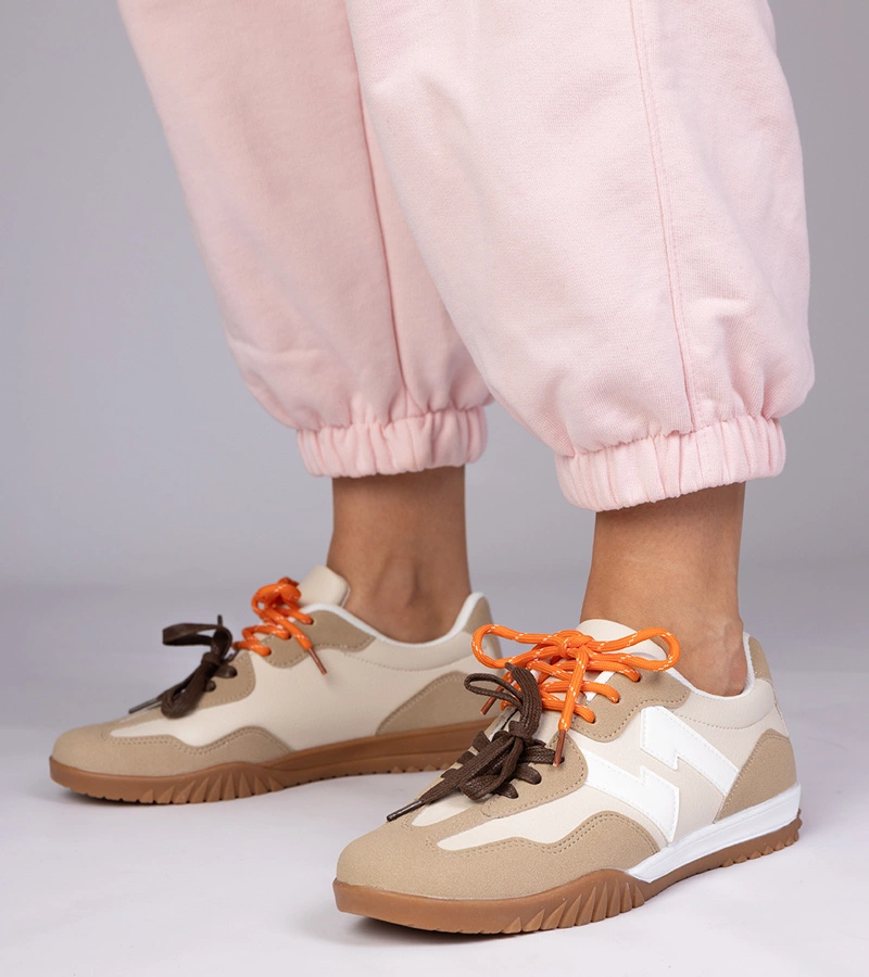 Gemre Adidași bej cu șireturi colorate Bekki