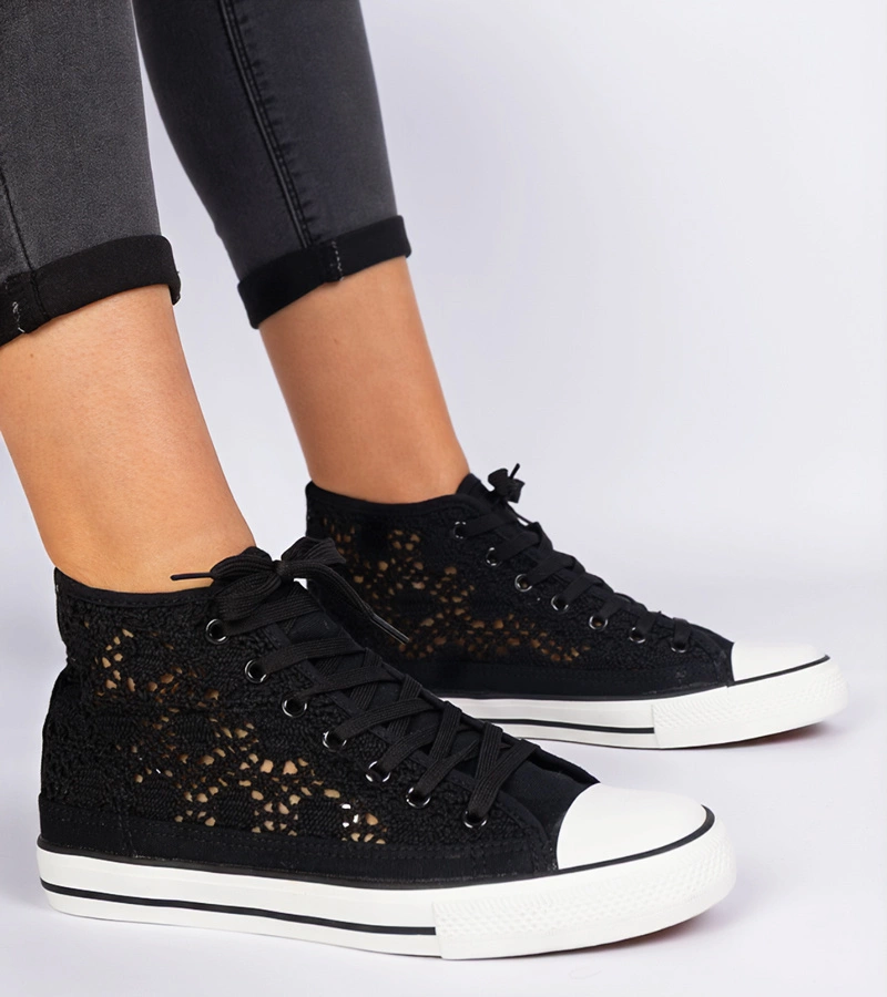 Gemre Adidași negri de damă cu model ajurat Lesli