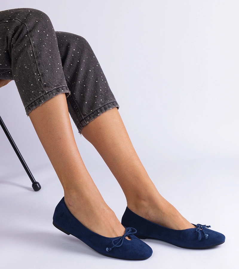 Gemre Balerini bleumarin cu fundiță decorativă Pollinos