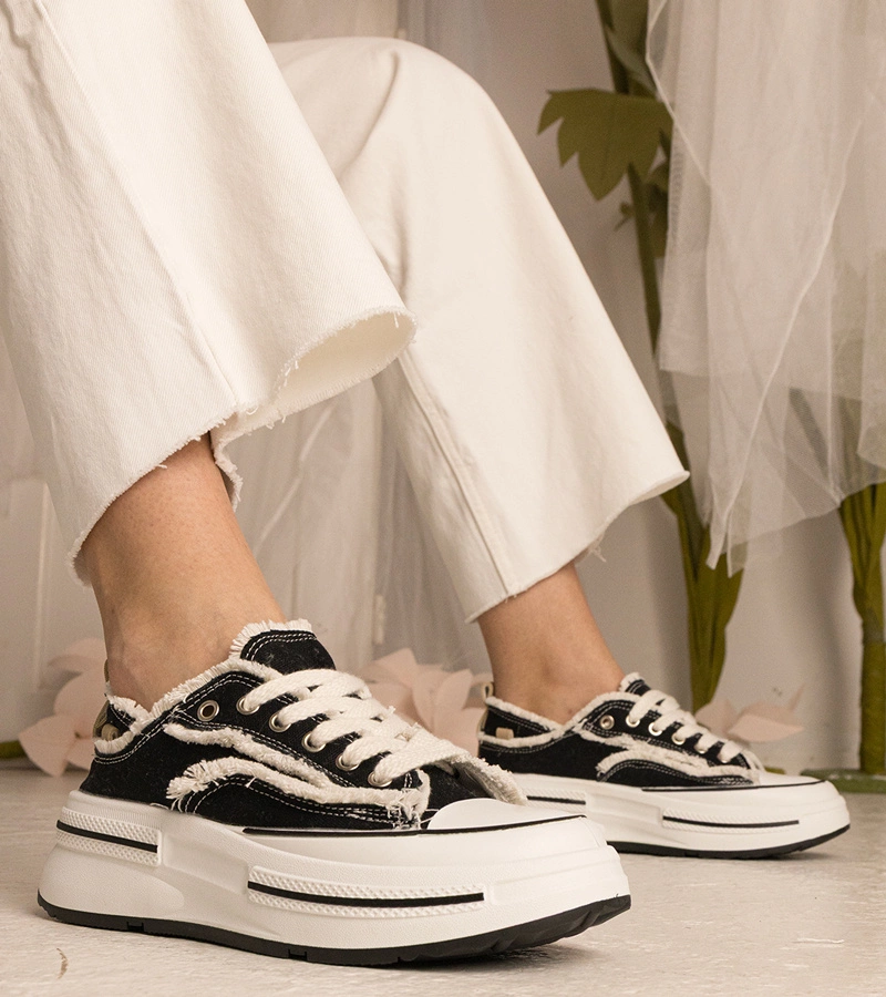 Gemre Adidași negri de damă cu talpă înaltă Kallara