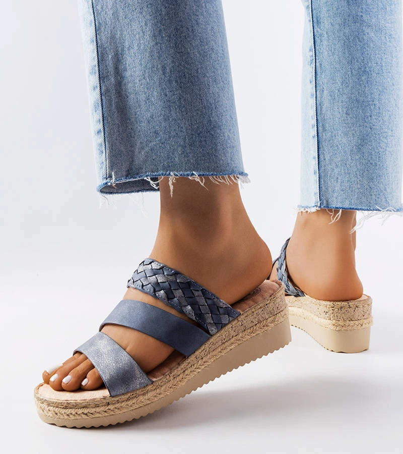 marka niezdefiniowana Boston albastru flip-flops pe tocuri