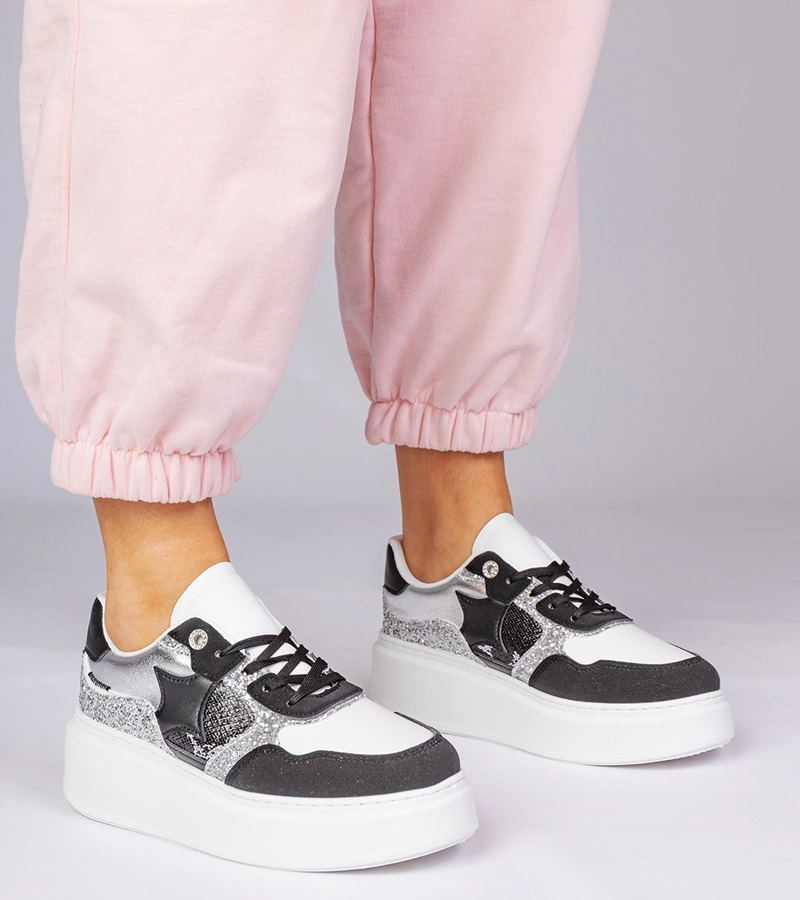 Gemre Black sneakers with glitter and animal print Bertula