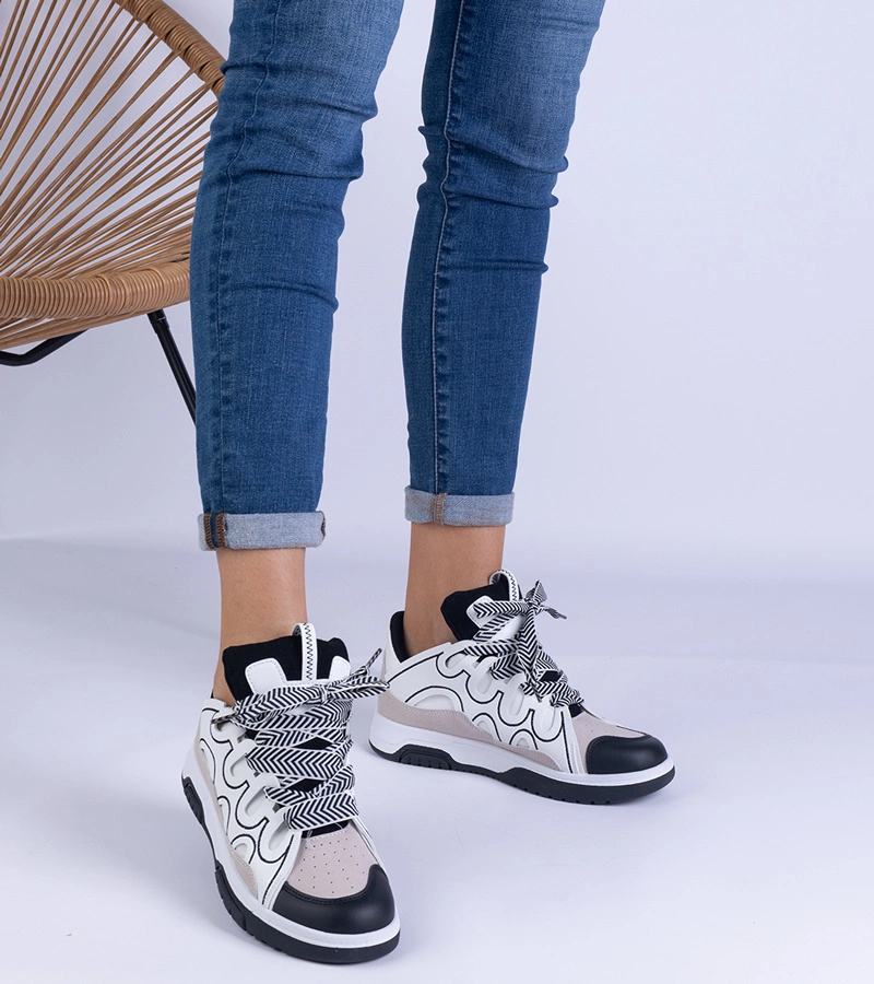 Gemre Adidași negri pentru femei cu șiret decorativ Grejs