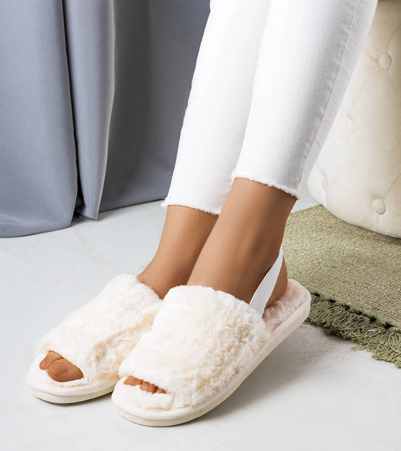 Gemre Papuci de casă albi Lolita