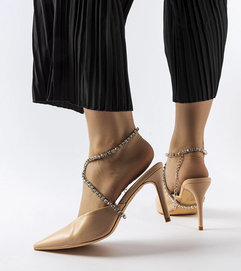 marka niezdefiniowana Șlapi stiletto bej Drainer