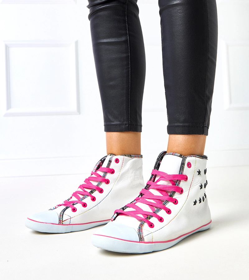 Gemre Adidași albi până la gleznă cu model geometric Kalert