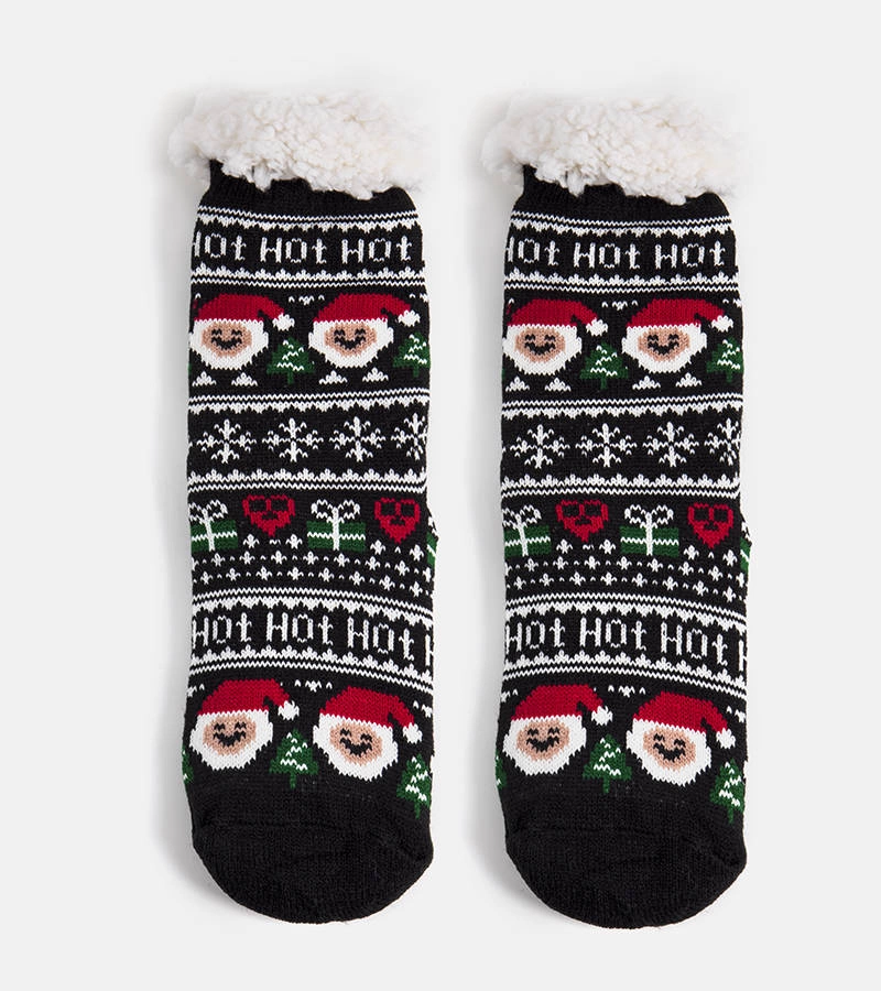 Gemre Black Insulated Socks with Santa Challi