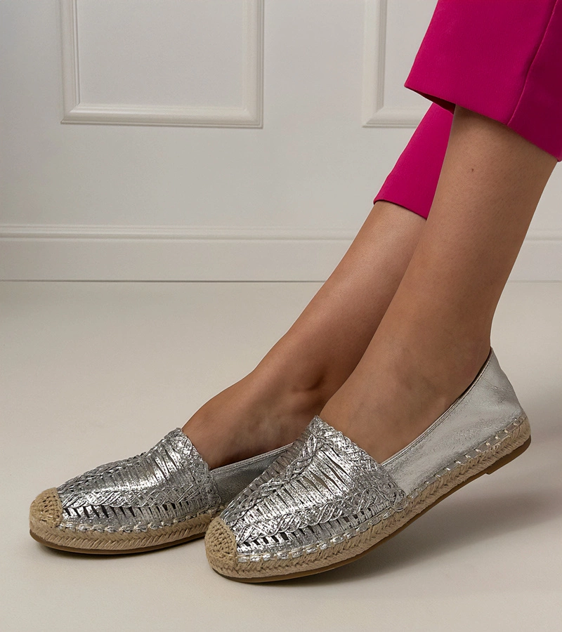 Gemre Espadrile din dantelă argintii pe platformă Zelvira