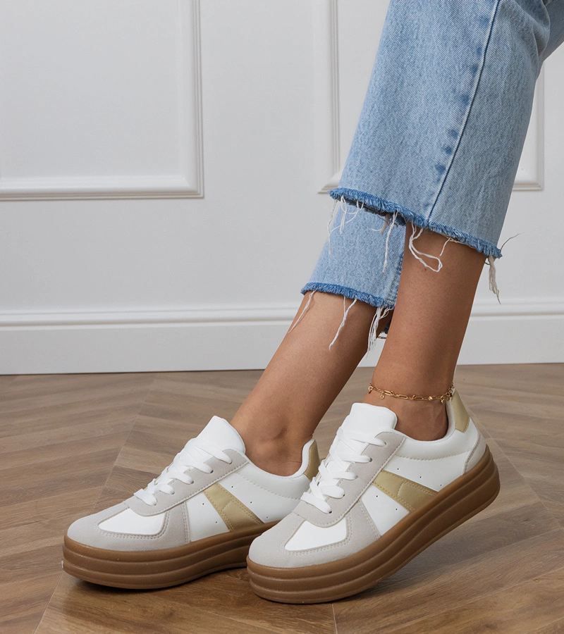 Gemre Adidași albi de damă pe platformă Serila