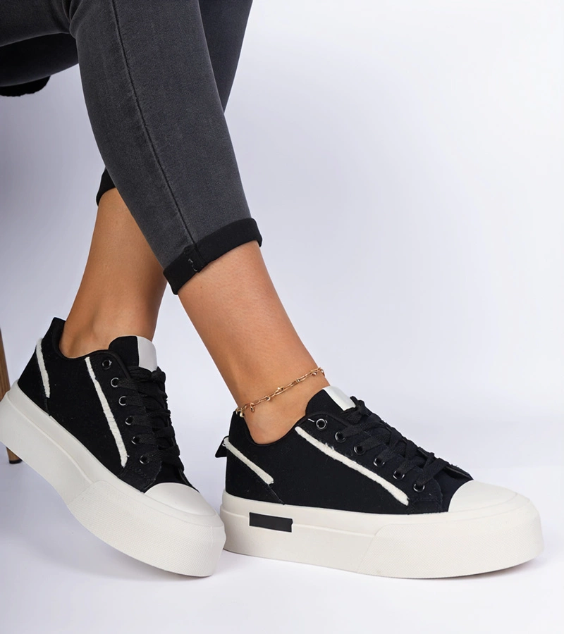 Gemre Tenisi negri de damă din material pe platformă Verinos