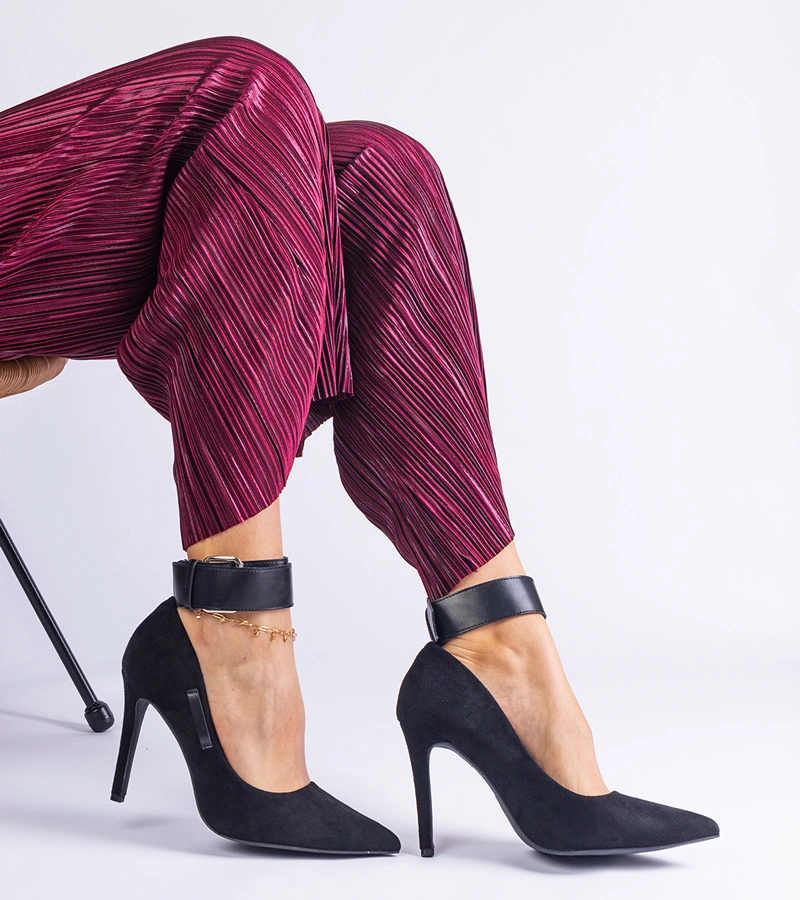 Gemre Pantofi stiletto negri din piele ecologică întoarsă Andressio