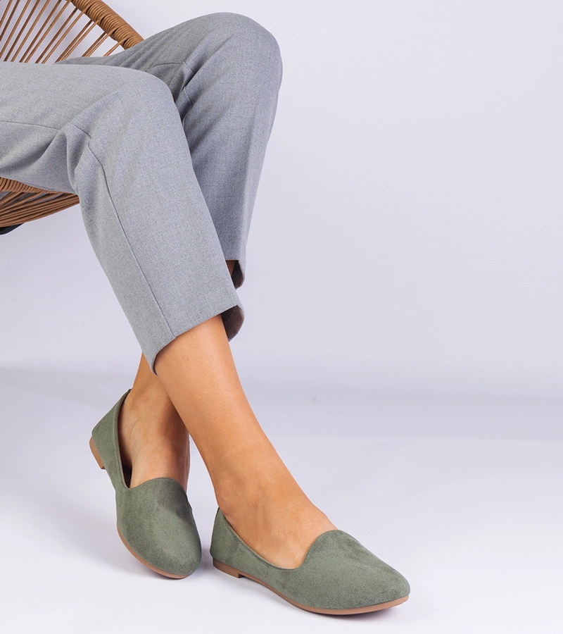 Gemre Balerini clasici verzi din piele ecologică întoarsă Valensia