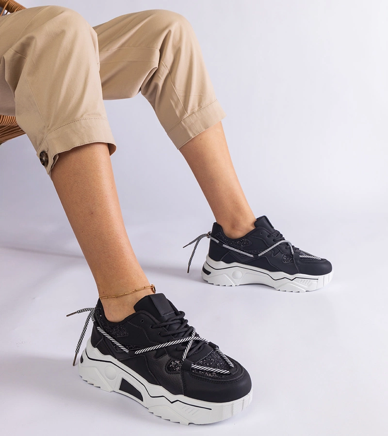 Gemre Adidași negri de damă cu sclipici Agar