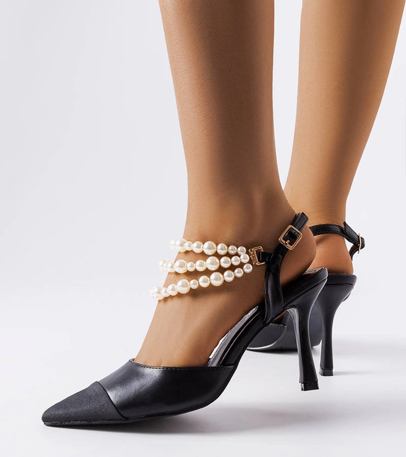 Gemre Black Ridge pearl-embellished stilettos