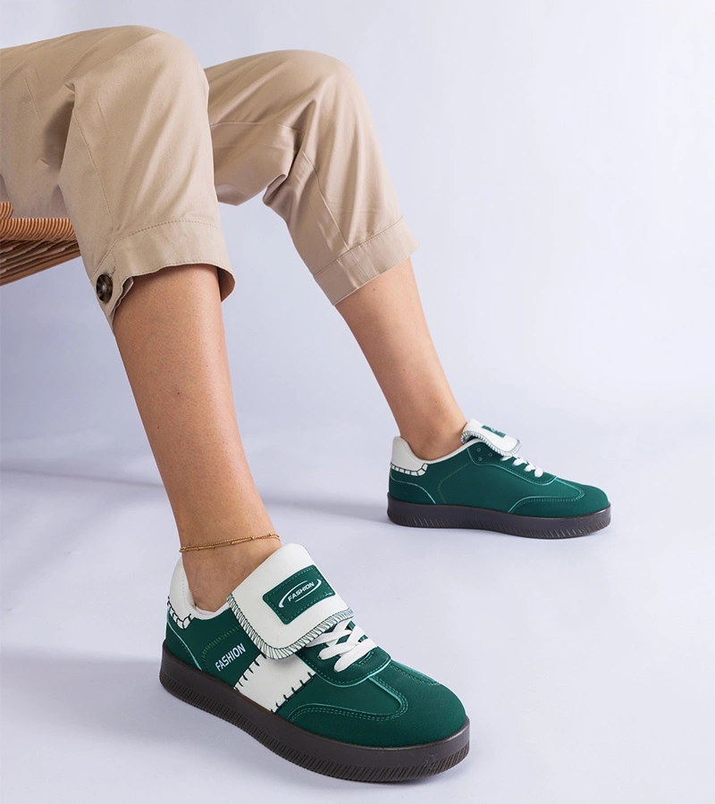 Gemre Adidași verzi pe platformă cu cusături Puente