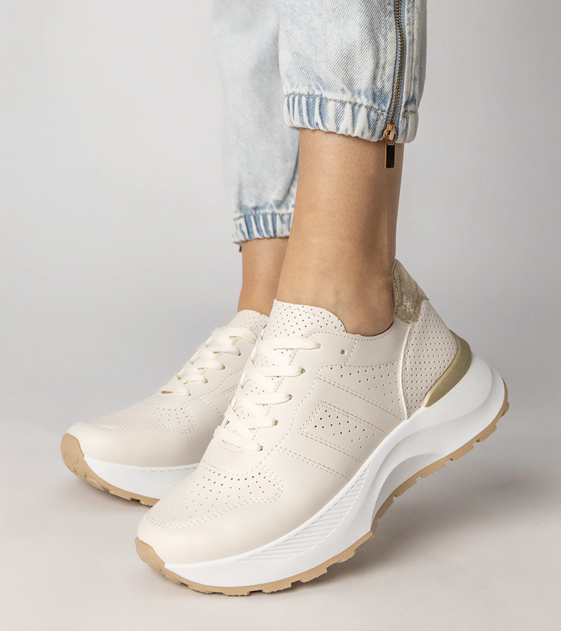 Gemre Adidași sport bej cu inserție aurie Lenkuta