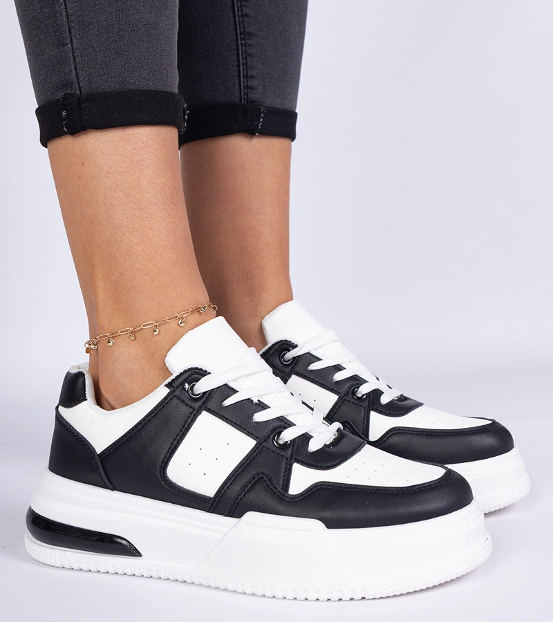 Gemre Adidași damă alb-negru cu talpă groasă Rossio