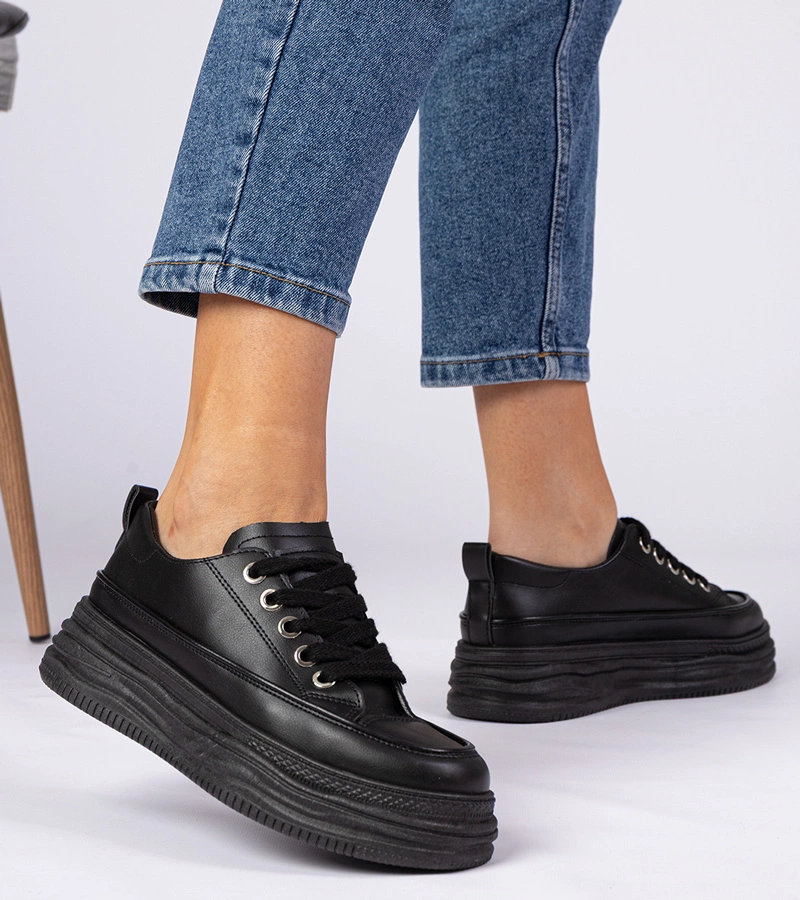 Gemre Adidași negri de damă cu talpă înaltă Selina