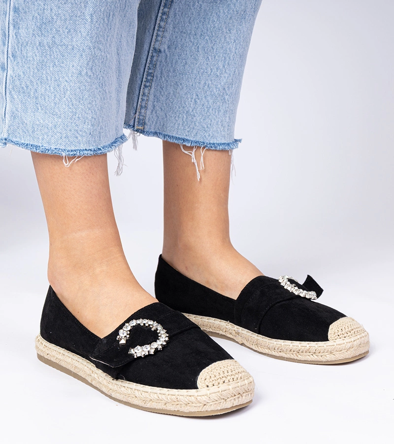 Gemre Espadrile negre decorate cu strasuri Maruta