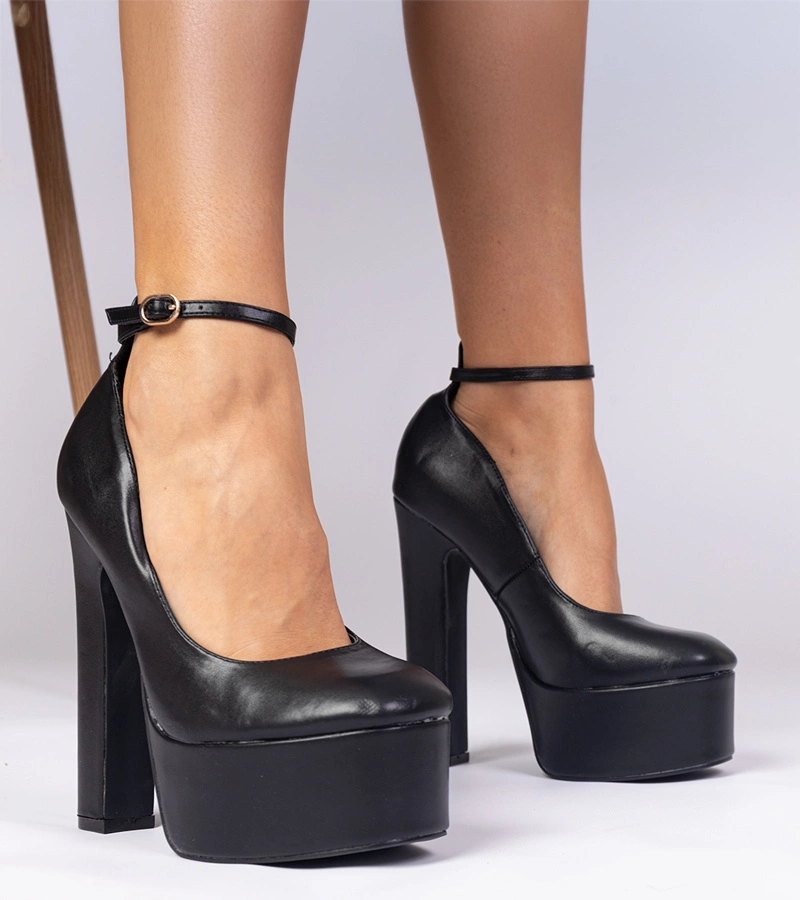 Gemre Black high block heel pumps Felida