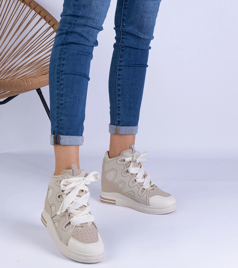 Gemre Adidași bej pentru femei cu șireturi groase Gralina