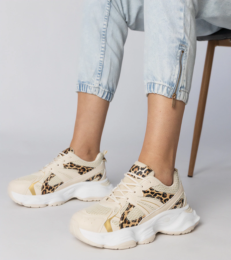 Gemre Adidași sport cu talpă masivă cu imprimeu de panteră Klarris