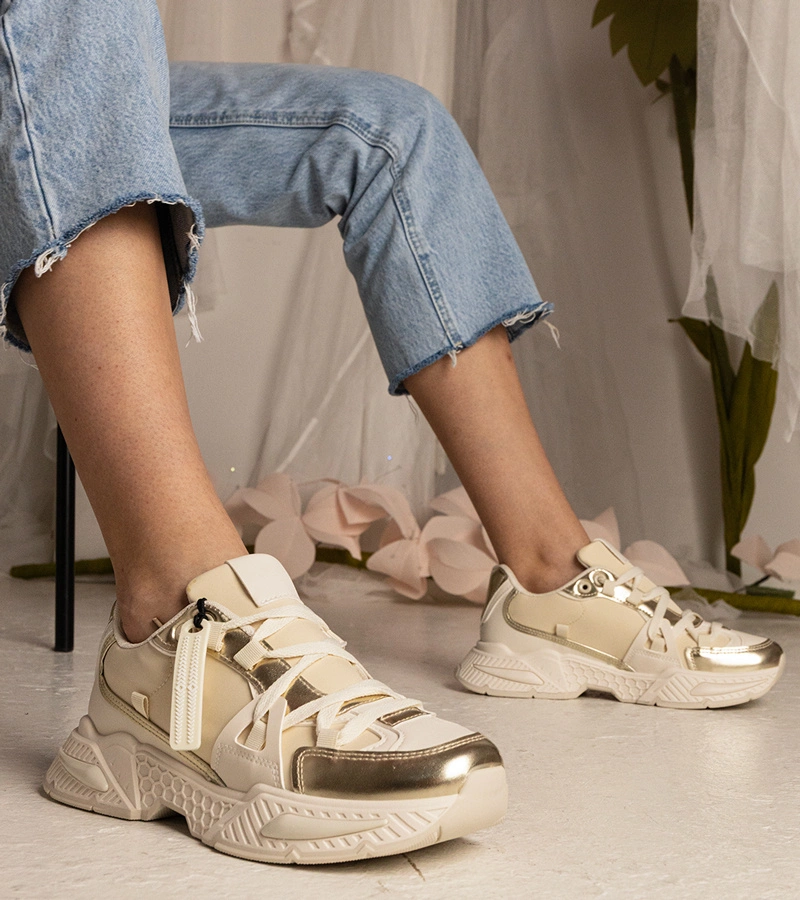 Gemre Beige women's sneakers on a chunky sole Balika