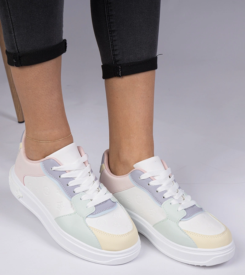 Gemre Adidași sport alb-albaștri din piele ecologică Lavilia