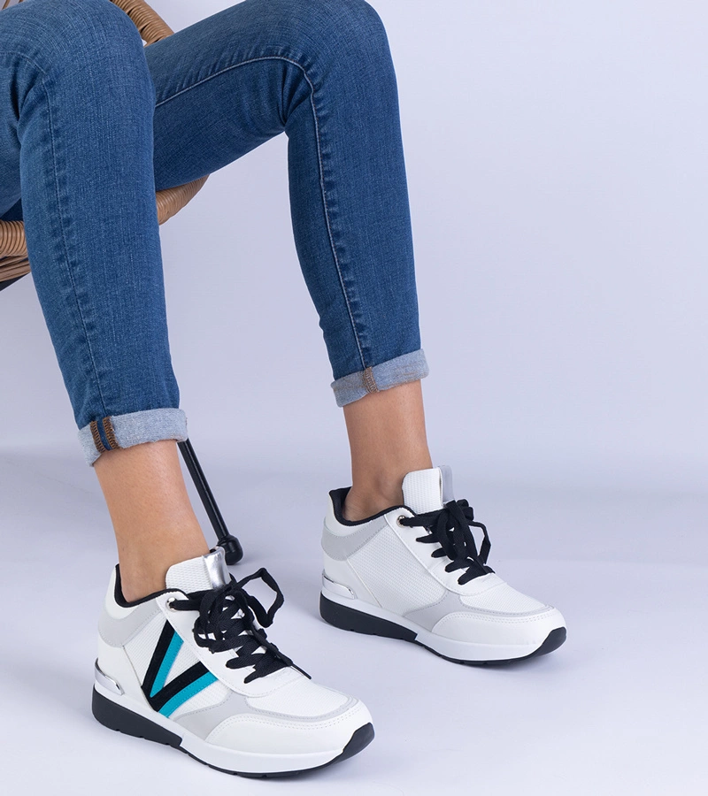 Gemre Adidași albi de damă cu platformă ascunsă Ninella