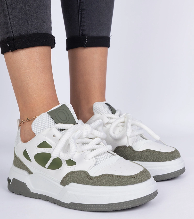 Gemre Adidași verzi pentru femei cu șireturi masive Alpacco