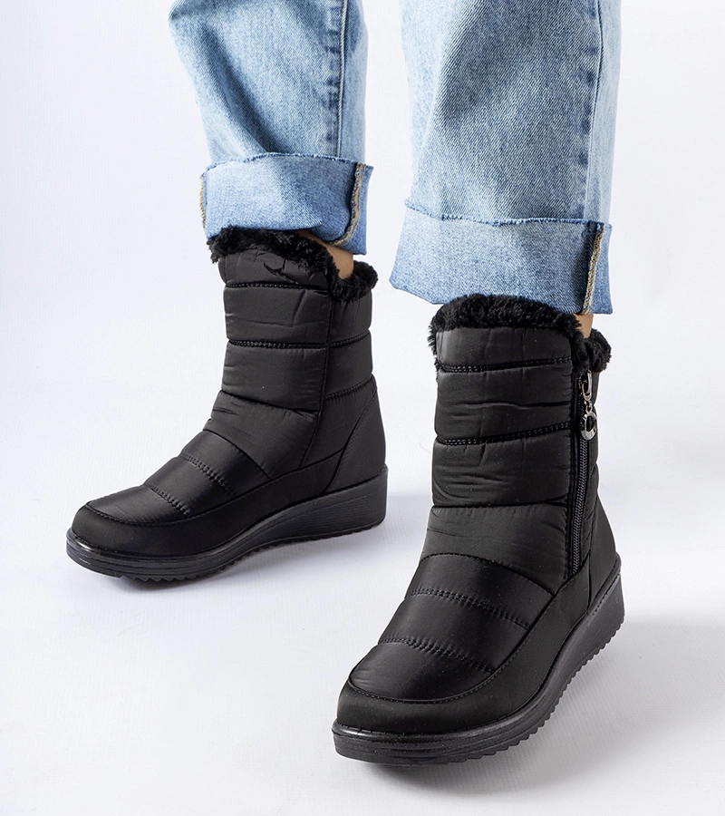 Gemre Cizme de zăpadă negre pe tocuri joase Mount