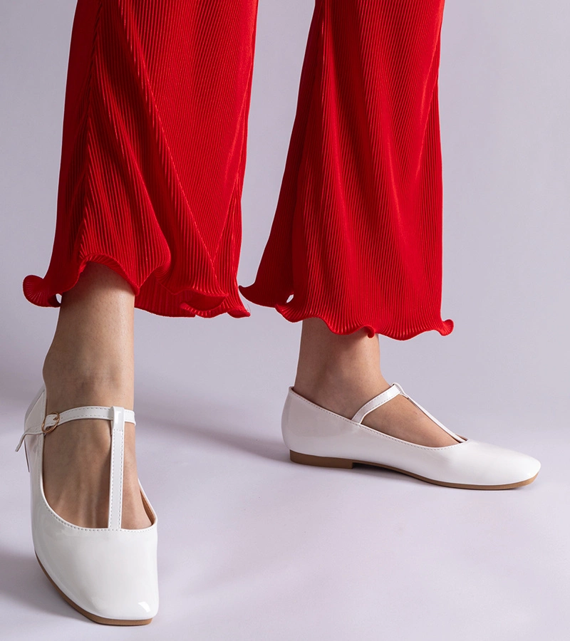 Gemre Balerini lăcuiți albi cu bareta Marseille