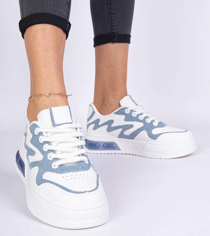 Gemre Adidași albaștri de damă cu detalii din denim Lasata